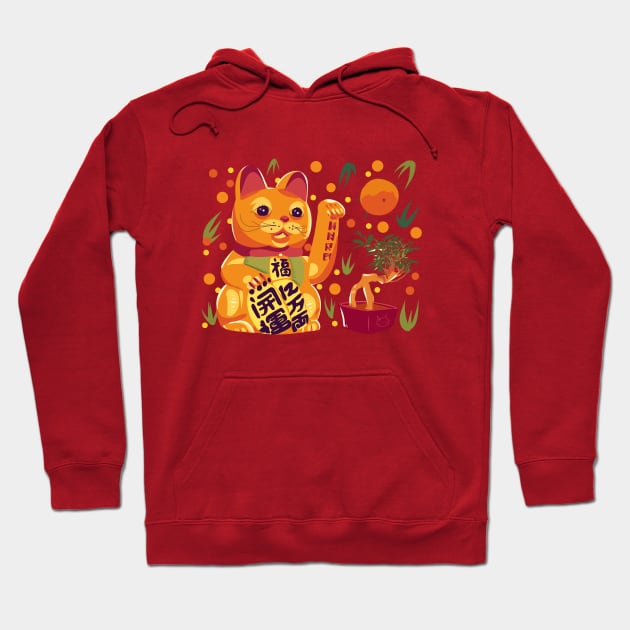 Lucky cat Hoodie by Mimie20